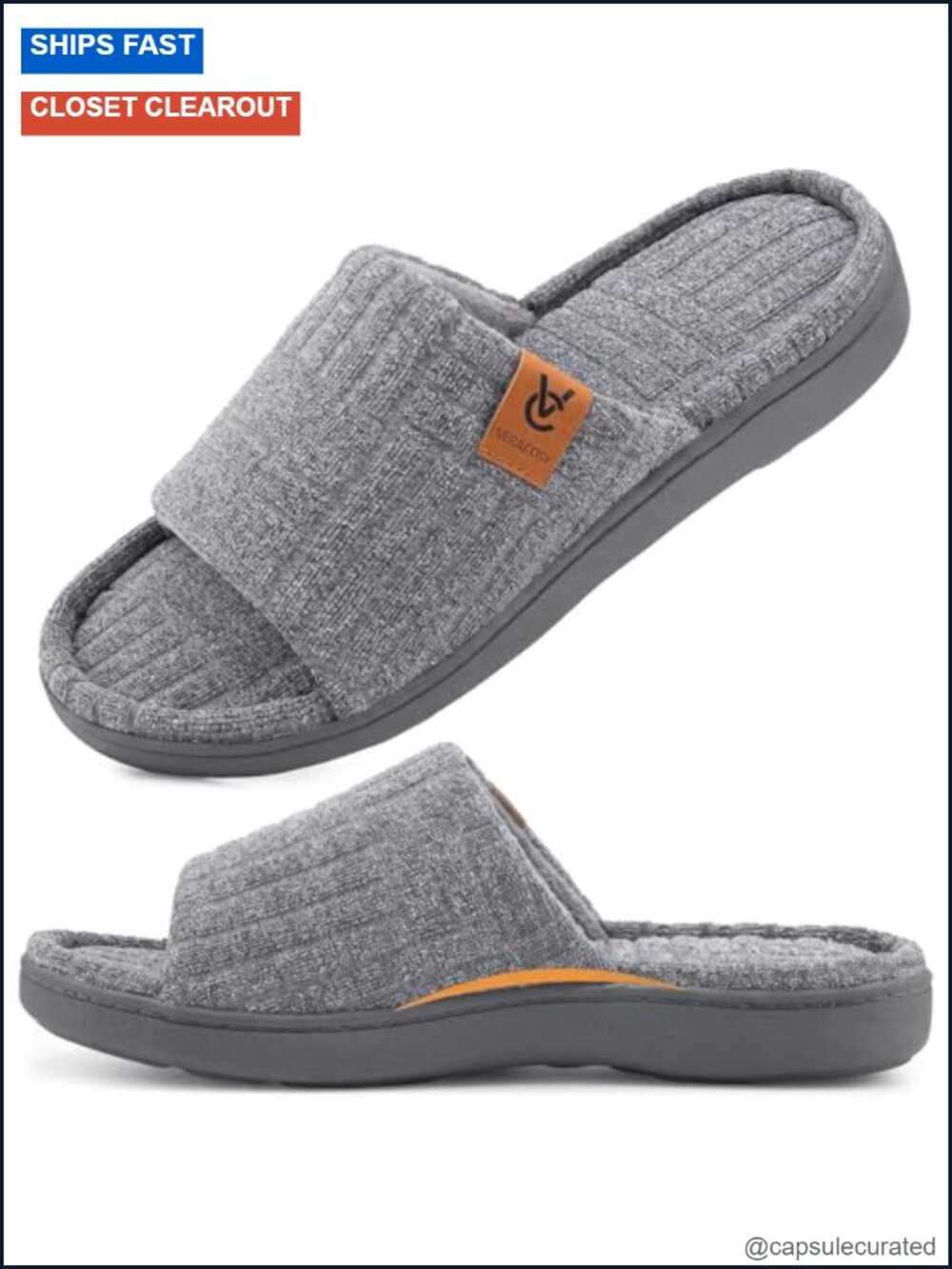 Women's Open Toe Slippers Soft Terry Cloth Memory Foam Slip On House Shoes